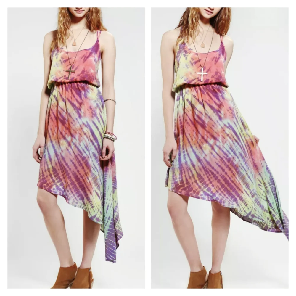 Pastel Tie Dye Strappy Back Asymmetrical Dress XS - Blu Moon Revolve